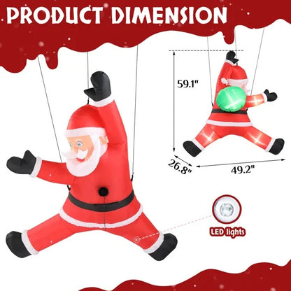 5 FT Lighted Christmas Inflatable Hanging Santa Claus