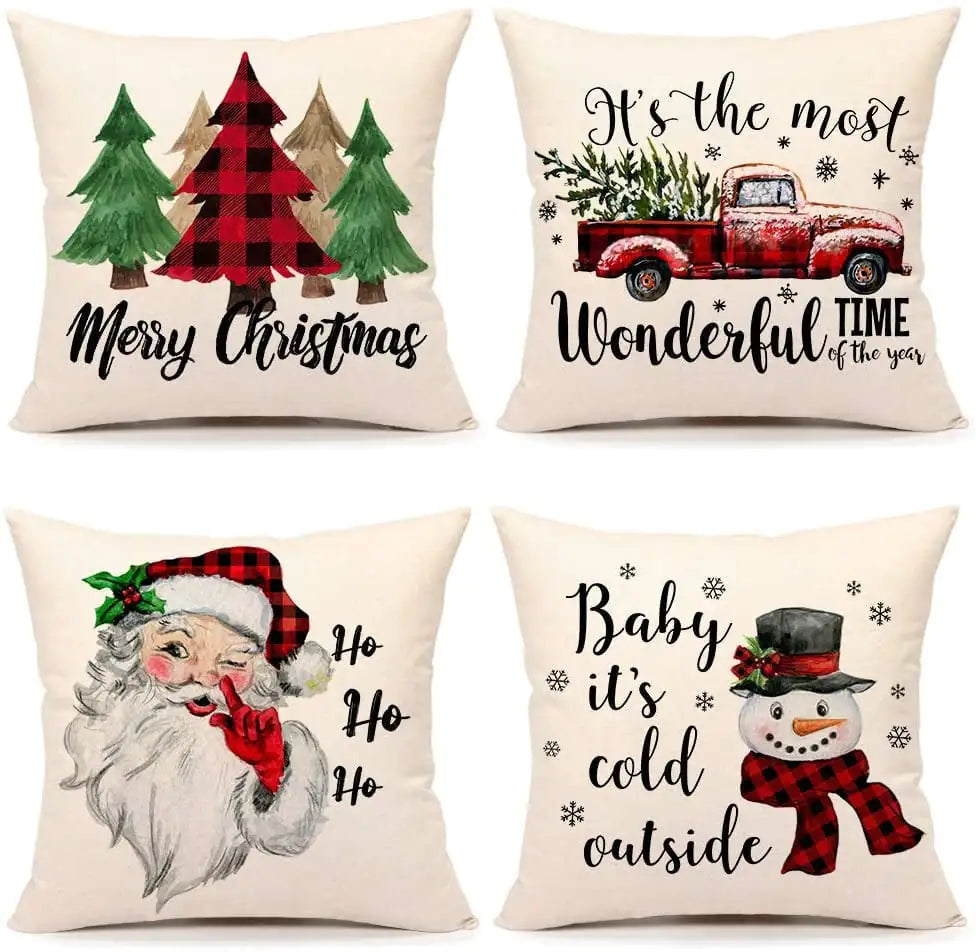 Christmas Santa Linen Pillowcase
