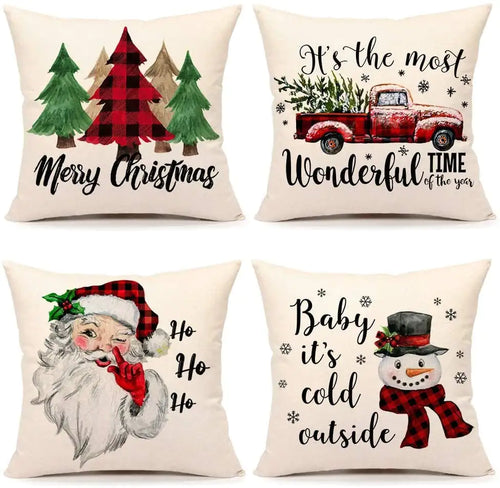 Christmas Santa Linen Pillowcase