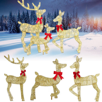 3Pcs In 1 Set Lighted Christmas Deer 8 Lighting Modes