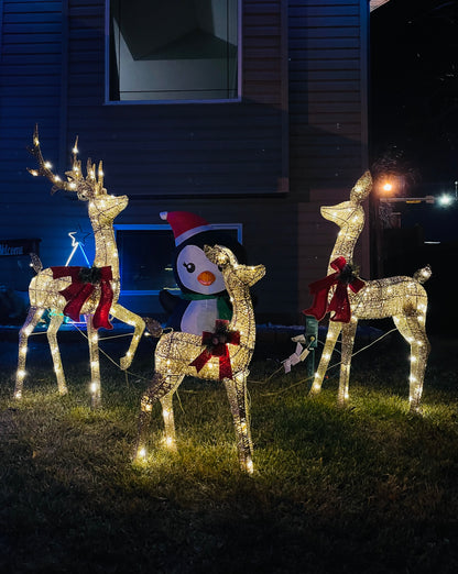 3Pcs In 1 Set Lighted Christmas Deer 8 Lighting Modes