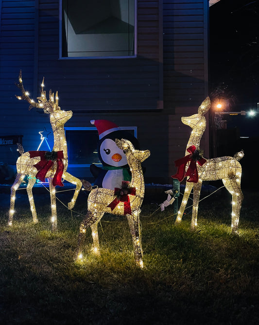 3Pcs In 1 Set Lighted Christmas Deer 8 Lighting Modes