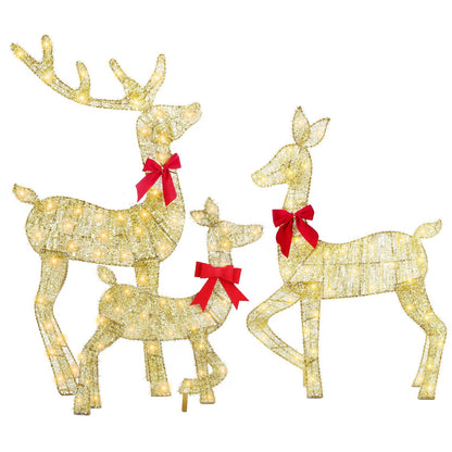 3Pcs In 1 Set Lighted Christmas Deer 8 Lighting Modes