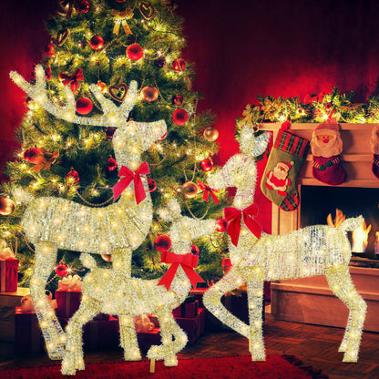 3Pcs In 1 Set Lighted Christmas Deer 8 Lighting Modes