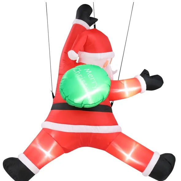 5 FT Lighted Christmas Inflatable Hanging Santa Claus